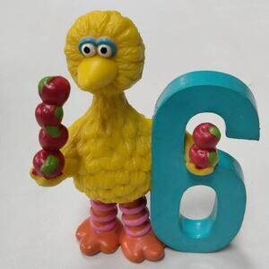 Vintage Big Bird PVC Figure Applause Sesame Street Birthday Number 6 Cake Topper